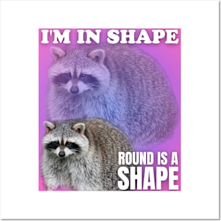 I'm in shape round is a shape, raccoon meme Posters and Art